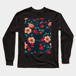 Roses And Cherries Composition Pattern Long Sleeve T-Shirt